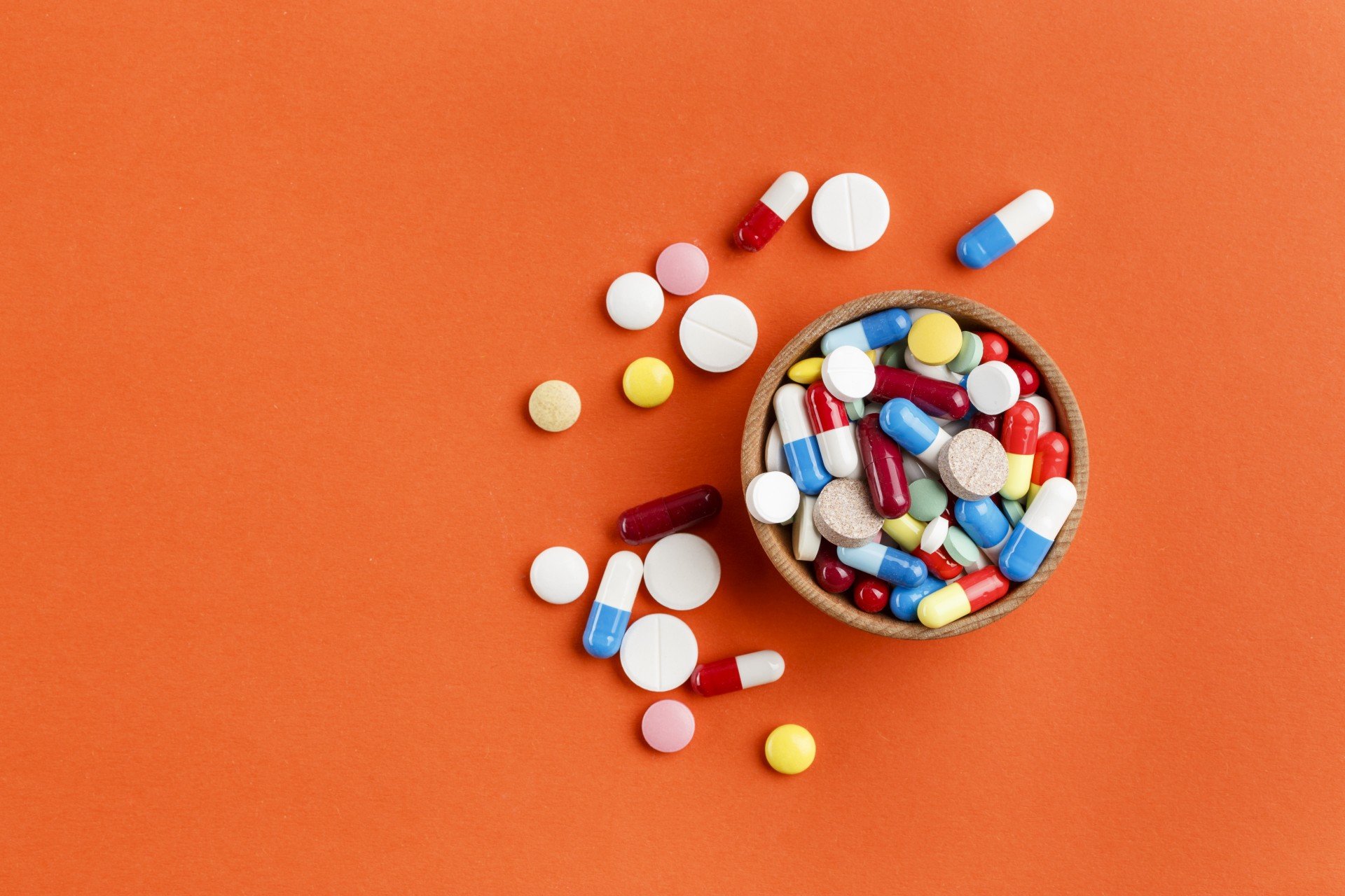 pills with orange background